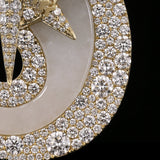 White Seattle S Jade Pendant With a 10k yellow Gold and VVS Mosaic Diamond Wrap