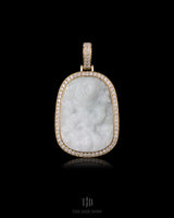 Medium White Flying Dragon Jade Pendant With 14k Gold and VVS Diamond Wrap