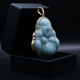 Light Green Buddha Jade Pendant With 18k Gold Wrap