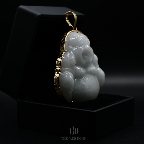 White Jade Buddha With 18k Gold Wrap