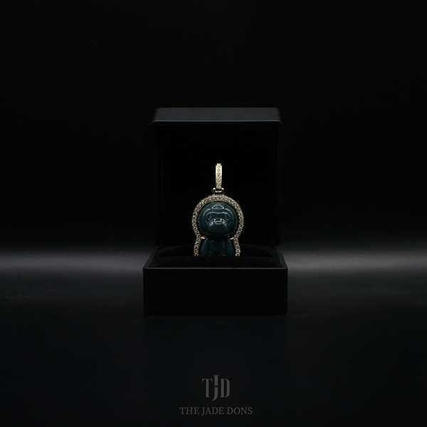 Baby Milo Jade Pendant With 14k Gold and VVS Diamond Wrap