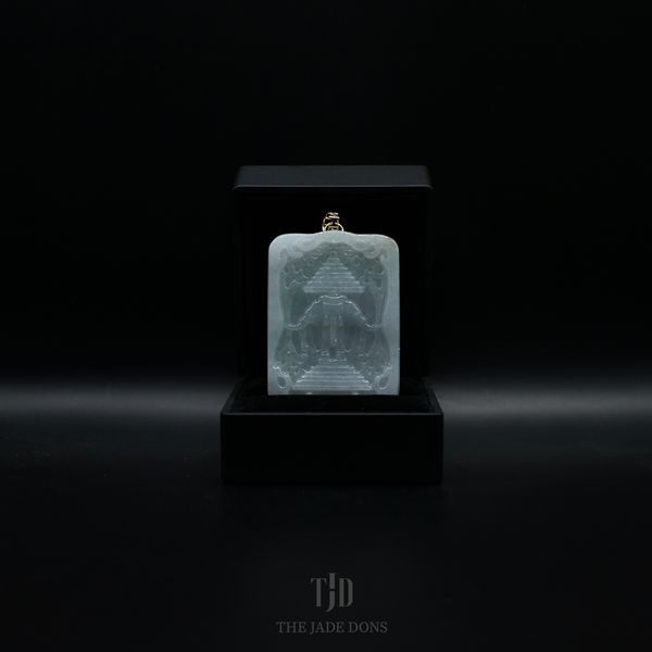 Icy White Three Headed Elephant Jade Pendant