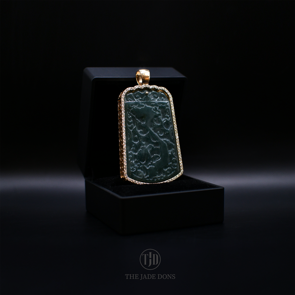 Vietnam Jade Pendant With 14k Gold and VS Diamond Wrap