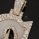 White Seattle S Jade Pendant With a 10k yellow Gold and VVS Mosaic Diamond Wrap