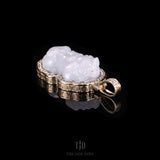 Pixiu Jade Pendant With 14kand VVS Diamond Wrap