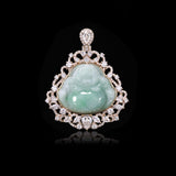 Infinity Buddha Jade Pendant With a VVS Diamond Wrap