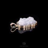 Pixiu Jade Pendant With 14kand VVS Diamond Wrap