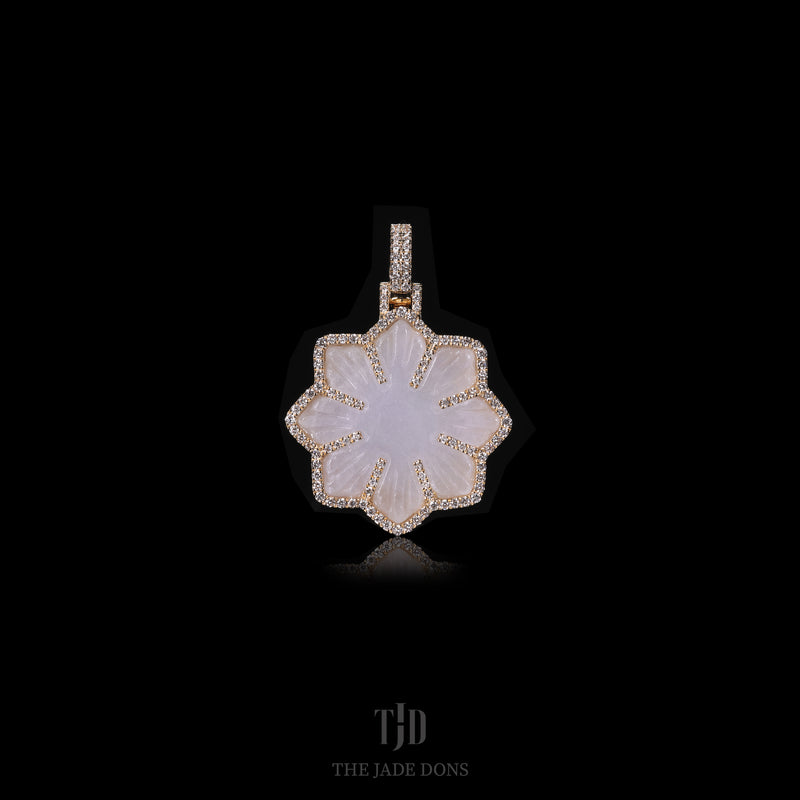 Mini Filipino Sun Jade Pendant With 18k and VVS Diamond Wrap