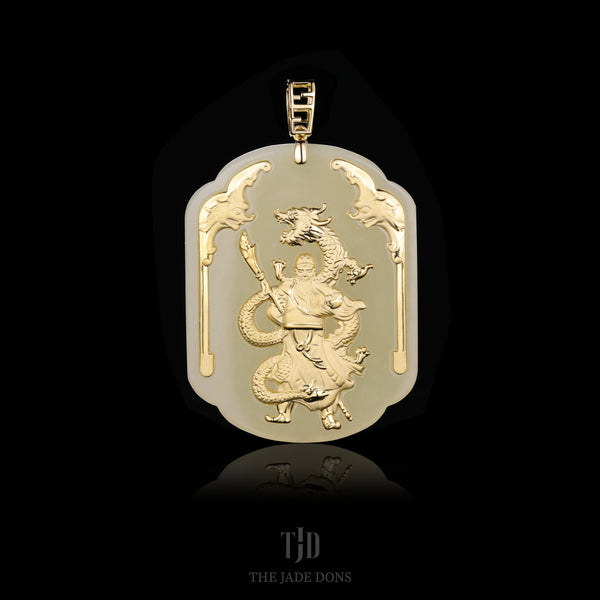 24k and Jade Guan Yu Dragon Pendant