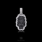 Black Dynasty Dragon Jade Pendant With a 10k White Gold and Mosaic VVS Diamond Wrap