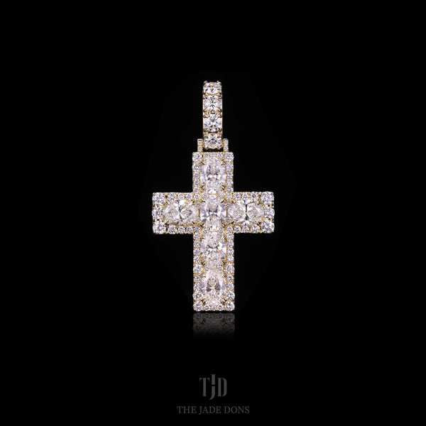 Luxury Oval Cut Diamond Cross Pendant