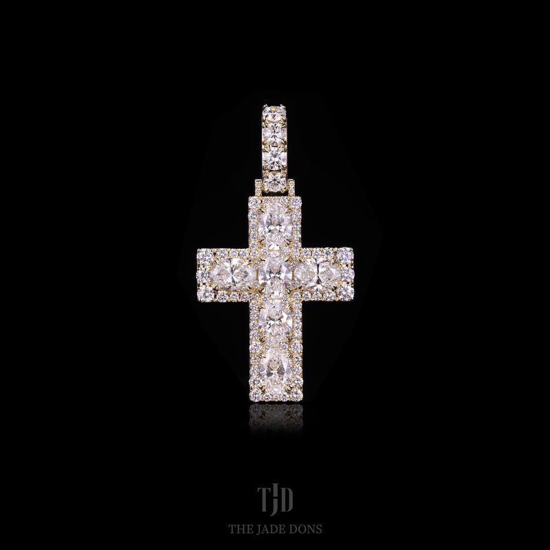 Luxury Oval Cut Diamond Cross Pendant