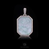 Imperial Fu Dog Head Jade Pendant With 14k Gold and VVS Diamond Wrap
