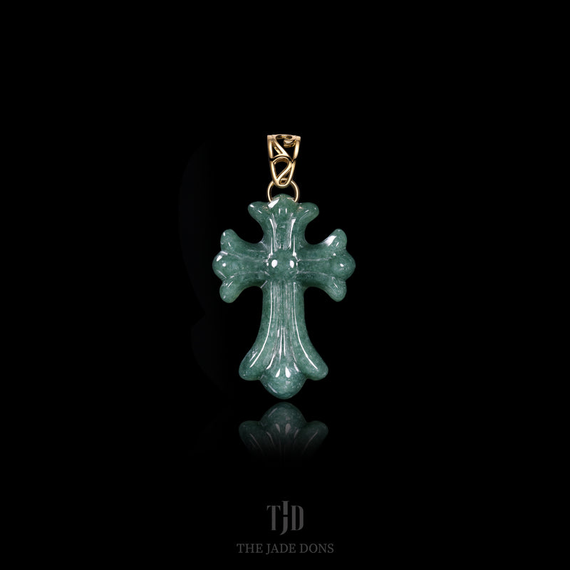 Gothic Chrome Cross Jade Pendant