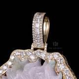 Lavender Dynasty Dragon Jade Pendant With a 14k Gold and VVS Diamond Wrap