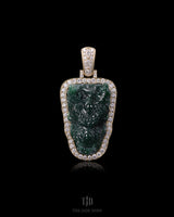 Imperial Dragon Jade Pendant With a 14k yellow Gold and VVS Diamond Wrap