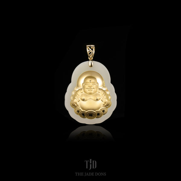 24k and Jade Money Coin Buddha Pendant