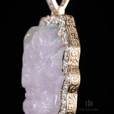 Lavender Dynasty Dragon Jade Pendant With a 14k Gold and VVS Diamond Wrap