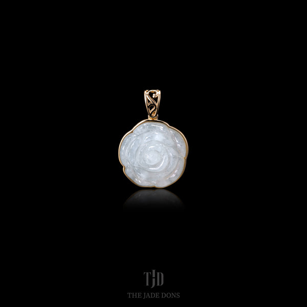 Rose Jade Pendant with 18k gold wrap