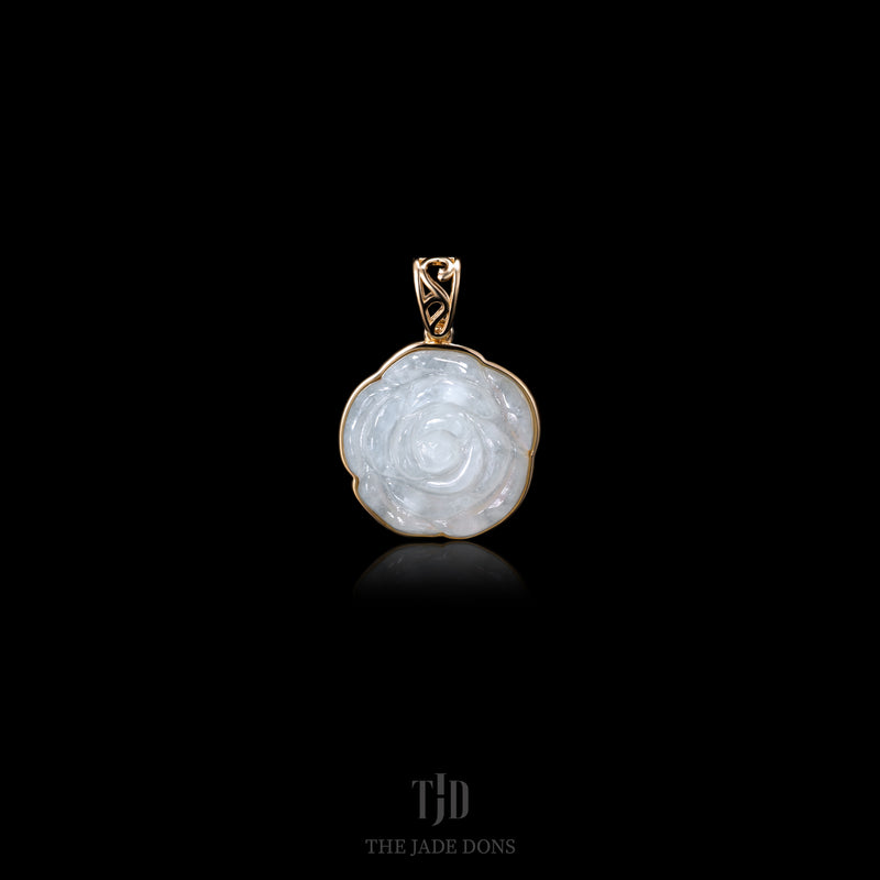 Rose Jade Pendant with 18k gold wrap