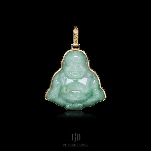 Green Old School Jade Buddha with 18k Gold Wrap