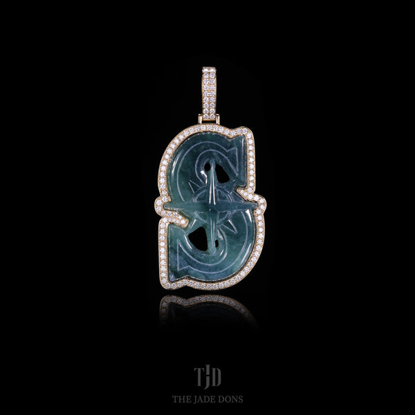 Blue Water Seattle S Jade Pendant With 14k Gold and VVS Diamond Wrap