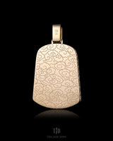 Lavender Dog Tag Style Fu Dog Jade Pendant With 14k and VVS Diamond Wrap