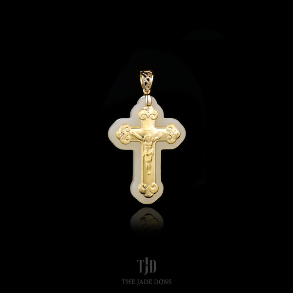 24k and Jade Cross Pendant