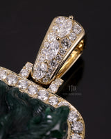 Imperial Dragon Jade Pendant With a 14k yellow Gold and VVS Diamond Wrap