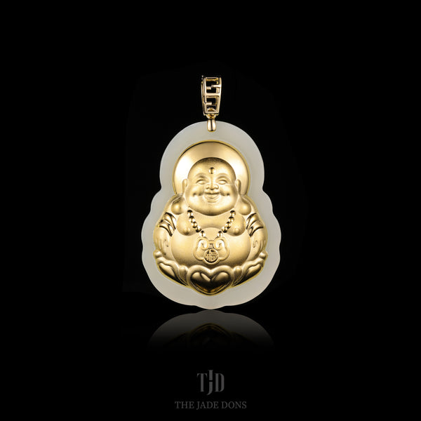 24k and Jade Laughing Buddha Pendant