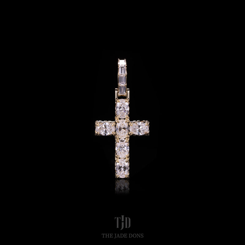 Oval Cut Diamond Cross Pendant