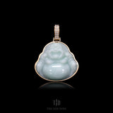 Light Green Laughing Buddha with 18k Gold Wrap and VVS Diamond Bail