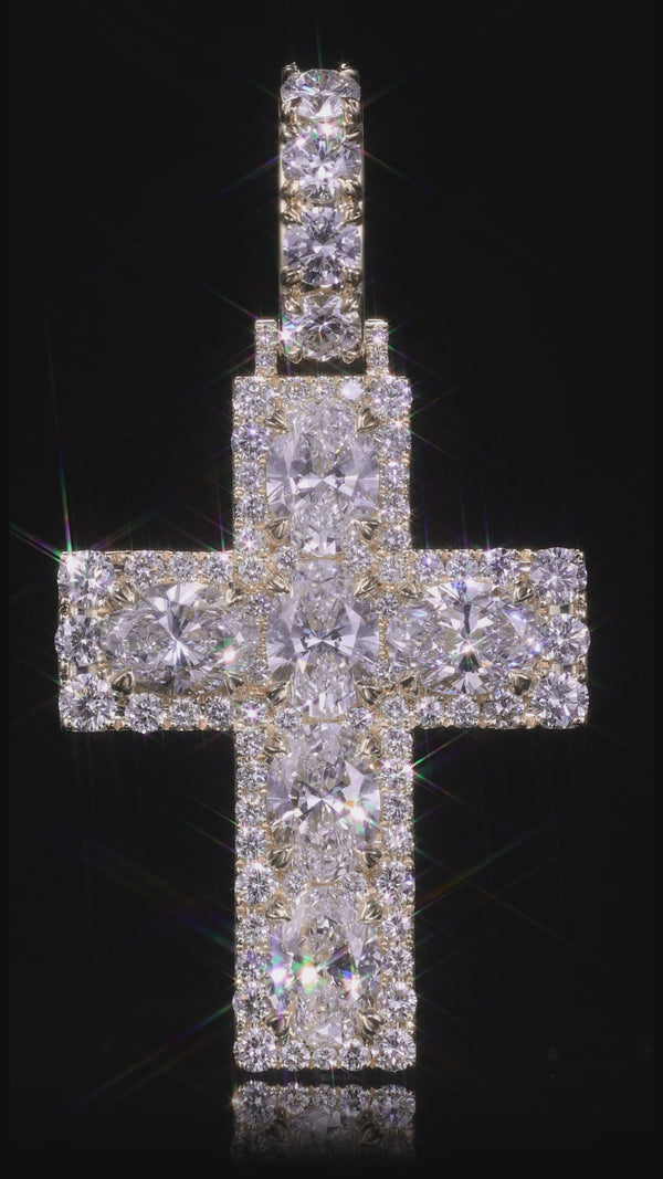Luxury Oval Cut Diamond Cross Pendant